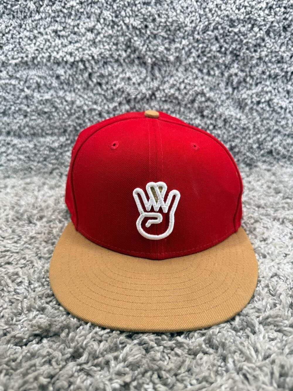 New Era West Side Love 59FIFTY Fitted Hat Red Tan Size 7 3/4